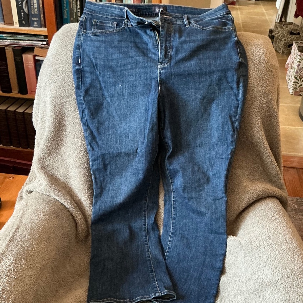 NYDJ Marilyn Style Straight Leg Jeans, Size 14 Petite, Northbridge (Dk Indigo)